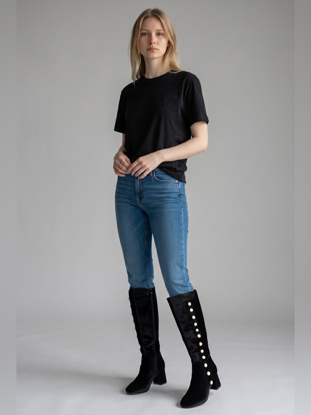 Yoki Velvet Knee High Boots